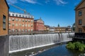 Sunny day in the historic industrial landscape in Norrkoping, Sweden Royalty Free Stock Photo