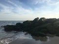 Sunny Day in July at Coney Island Beach in Brooklyn, New York, NY. Royalty Free Stock Photo