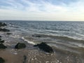 Sunny Day in July at Coney Island Beach in Brooklyn, New York, NY. Royalty Free Stock Photo