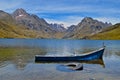 A sunny day on Lago Querococha. Andes mountains near Huaraz, Peru