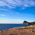 Sunny day in Majorca Beautiful blue sky with light clouds and calm sea Royalty Free Stock Photo
