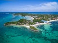 Sunny Day in Malapascua Island in Visayan Sea, One of Cebu Island. Sea water and Boats. Bounty Beach with Local Architecture Royalty Free Stock Photo