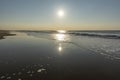 Sunny day on North sea beach in Netherlands, tourist and vacation destination in Europe Royalty Free Stock Photo