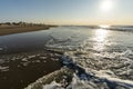 Sunny day North sea beach in Netherlands, tourist and vacation destination in Europe Royalty Free Stock Photo