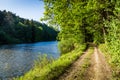 Sunny day road on a bank of river Vltava. Royalty Free Stock Photo