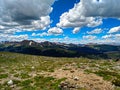 Sunny day in the Rocky Mountain National Park with beautiful clouds