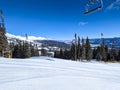 sunny day on slopes in breckenridge colorado ski resort Royalty Free Stock Photo