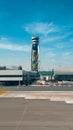 Sunny day at a small airport with numerous vehicles in Dubai Royalty Free Stock Photo