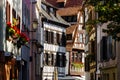 Sunny day on the street of old center, Strasbourg