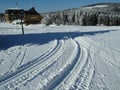 Sunny day in the winter mountain landscape