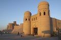 Sunny evening at the Ota-Darvoza gate. Khiva, Uzbekistan