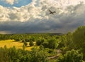 A sunny evening before the thunderstorm - a view of the forests and field in the vicinity of Leipzig Germany