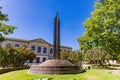 Sunny exterior view of the campus of University of Arkansas