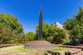 Sunny exterior view of the campus of University of Arkansas Royalty Free Stock Photo