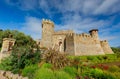 Sunny exterior view of the Castello di Amorosa winery Royalty Free Stock Photo