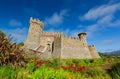 Sunny exterior view of the Castello di Amorosa winery Royalty Free Stock Photo