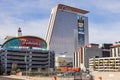 Sunny exterior view of the Circa Resort Casino and Binion`s Gambling Hall Royalty Free Stock Photo
