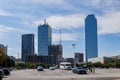 Sunny exterior view of the Dallas cityscape