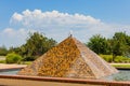 Sunny exterior view of the fountain of Oklahoma City Community College