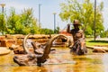 Sunny exterior view of the fountain of Oklahoma City Community College