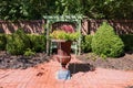 Sunny exterior view of the garden of Clinton House Museum