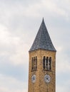 Sunny exterior view of McGraw Tower of Cornell University