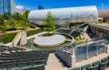 Sunny exterior view of the Myriad Botanical Gardens