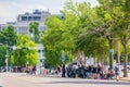 Sunny exterior view of the Pride Parade event