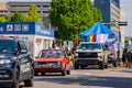 Sunny exterior view of the Pride Parade event