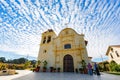 Sunny exterior view of the San Carlos Cathedral with beautiful clouds