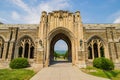 Sunny exterior view of the War Memorial building of Cornell University