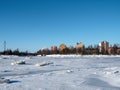 Sunny February scenery of Koskikeskus in Oulu, Finland