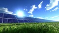 Sunny field solar panel energy farm Royalty Free Stock Photo
