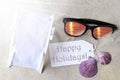 Sunny Flat Lay Summer Label Happy Holidays Royalty Free Stock Photo