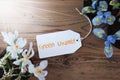 Sunny Flowers, Label, Text Green Thumb