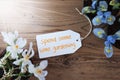 Sunny Flowers, Label, Text Spend Some Time Gardening