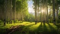 Sunny Forest With Aspen Trees - Bess Hamiti Style Royalty Free Stock Photo