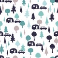 Sunny Forest Camper Ground Vector Seamless Pattern Royalty Free Stock Photo