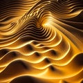 Sunny Gold Sand Waves Background, Luxury Wavy Oriental Texture, Golden Dune Waves, Abstract Desert Royalty Free Stock Photo