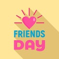 Sunny heart friends day logo, flat style