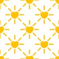 Sunny heart vector seamless pattern