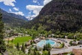 Sunny high angle view of the Ouray town Royalty Free Stock Photo