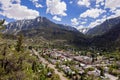 Sunny high angle view of the Ouray town Royalty Free Stock Photo