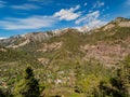 Sunny high angle view of the Ouray town Royalty Free Stock Photo
