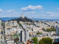 Sunny high angle view of some residence building with San Francisco Oakland Bay Bridge Royalty Free Stock Photo