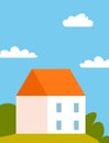 Sunny Hilltop House Vector Graphic