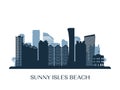 Sunny Isles Beach skyline, monochrome silhouette.