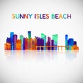 Sunny Isles Beach skyline silhouette in colorful geometric style. Royalty Free Stock Photo