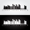 Sunny Isles Beach, USA skyline and landmarks silhouette, black and white design.