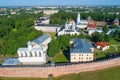 The old St. Sophia aerial survey. Kremlin of Veliky Novgorod, Russia Royalty Free Stock Photo